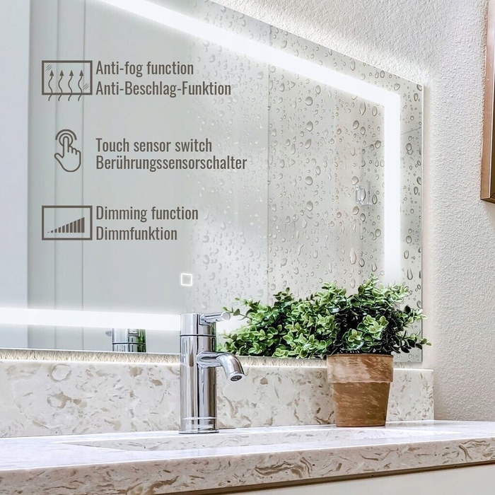 LED-дзеркало для ванної кімнати з функцією антизапотівання та димером