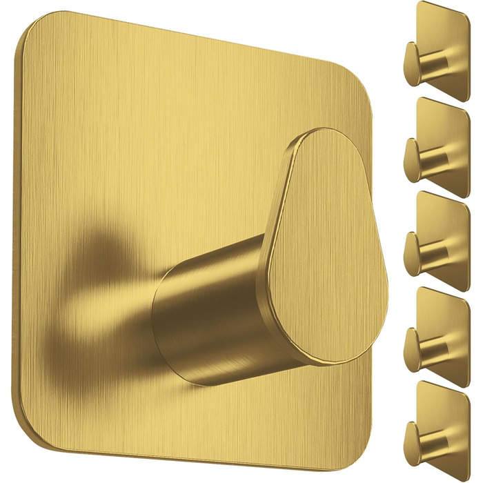 Набір гачків для рушників 4smile (6 шт) - самоклеючі, золоті, для ванної кімнати