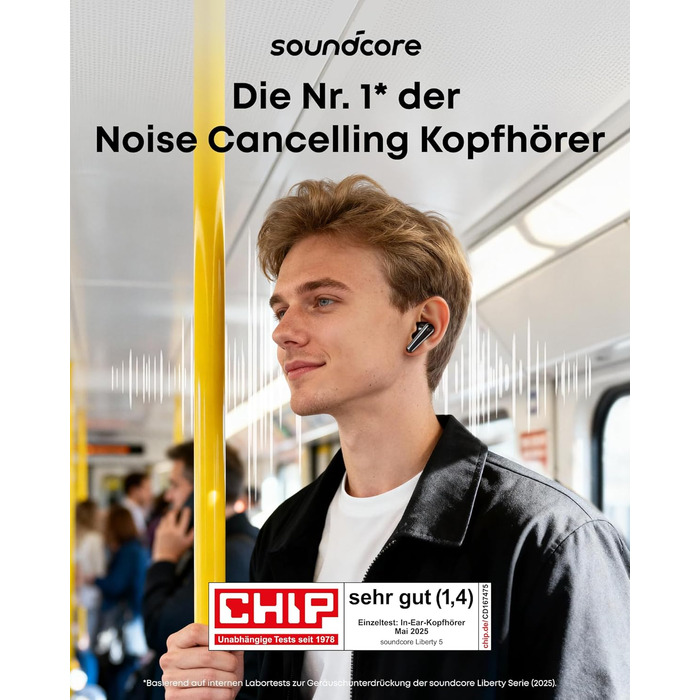 Soundcore Liberty 5: Бездротові навушники з активним шумозаглушенням (ANC) та Dolby Audio, Чорний