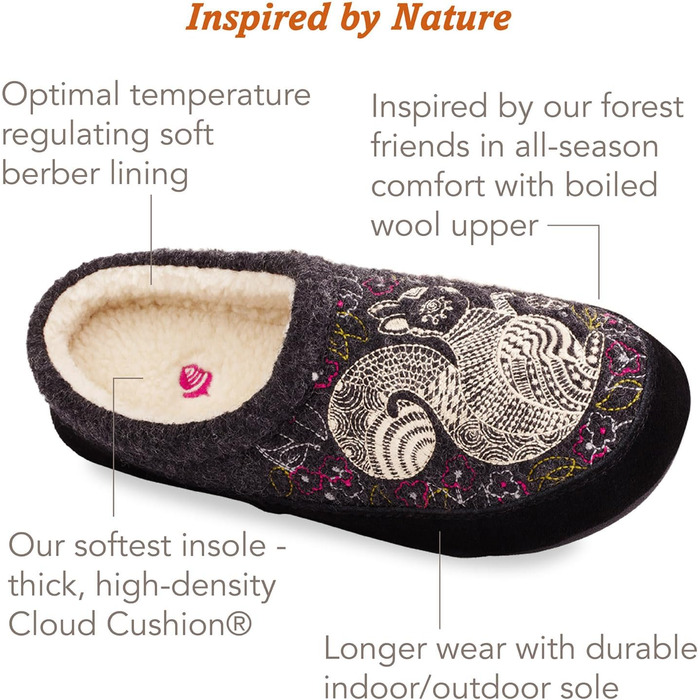 Тапочки жіночі Acorn Hoodback з вишивкою, сірі, 39/40.5 EU