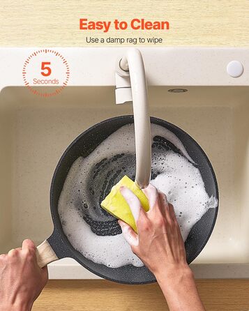 Набір посуду VEVOR індукційний 19 предметів з кришками, антипригарне покриття, для плити, кухні, кемпінгу - чорний