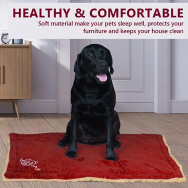 Килимок для собак Comfy, великі породи - миючий, плюшевий, стильний, 110x70 см, червоний