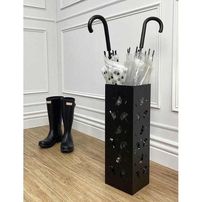 Підставка для парасольки Mango Steam Quadratisch, чорний колір, з принтом Brollies