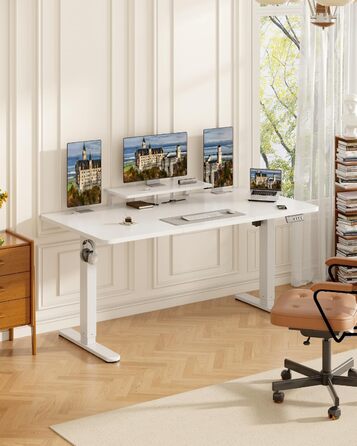 Devoko Electric Standing Desk 160x70cm with Monitor Stand - Height Adjustable Desk with 2 Memory Settings - Ergonomic Sit-Stand Desk (160 x 70 cm)