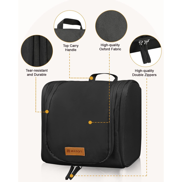 Чоловіча та жіноча косметичка для подорожей, водонепроникна сумка-органайзер для косметики з гачком, чорна