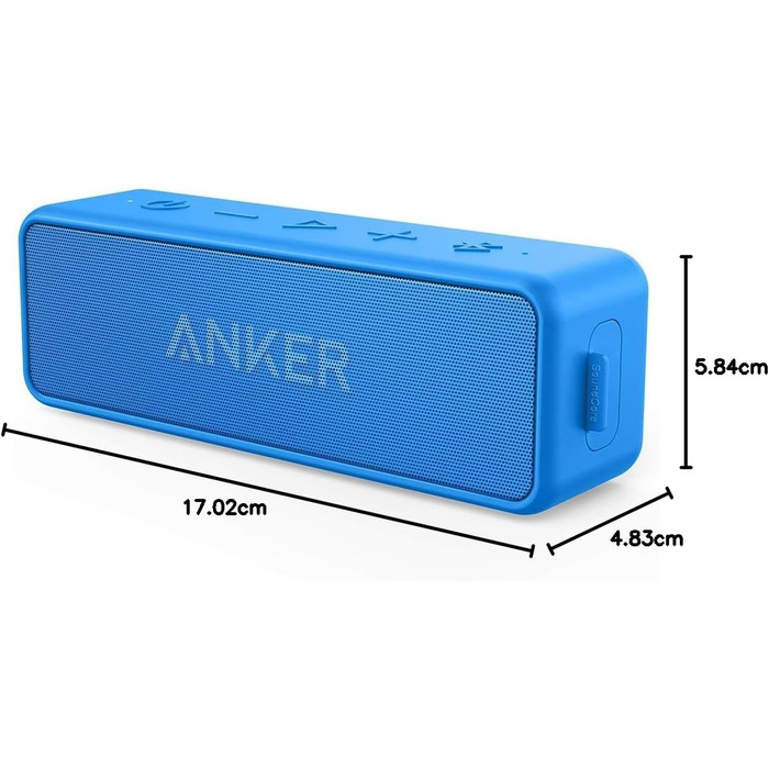 Портативна Bluetooth колонка Anker SoundCore 2, блакитна: потужний звук, глибокий бас, 24 год роботи, водонепроникність IPX7, сумісна з iPhone, Galaxy