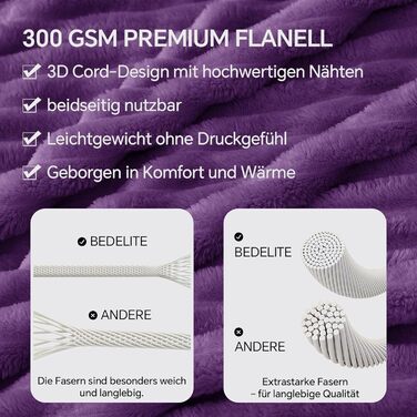 М'яка ковдра BEDELITE з фланелі, 125x150 см/150x200 см, чорна/фіолетова, для дивану, декору, тепла, плед