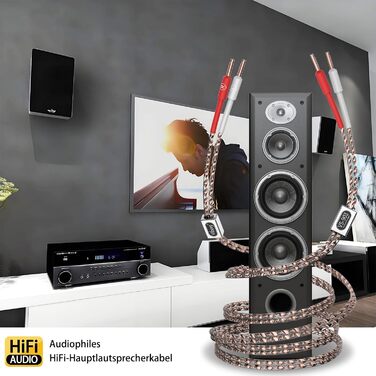 Акустичний кабель Tertullus VS903 Hi-Fi 2.5м, мідний OFC 17AWG (1.0 мм²) з банановими роз'ємами (B-B), преміум-якість