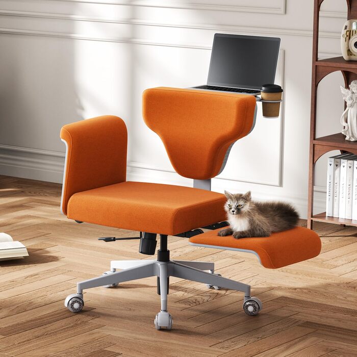 Офісне крісло Newtral FX-FF з регулюванням висоти, з підлокітниками/без, на роликах, для дому та офісу, обертове, помаранчеве FREEDOM-X FF