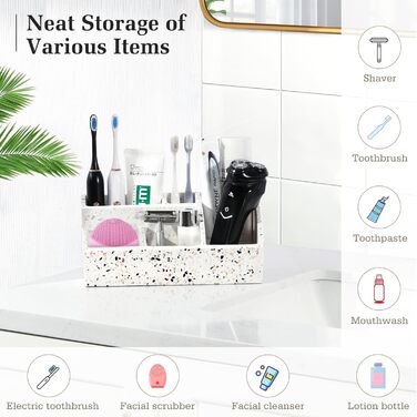 Тримач для зубних щіток Luxspire з 5 відділеннями, електричний, для сім'ї, велика місткість, органайзер для зубних щіток та макіяжу