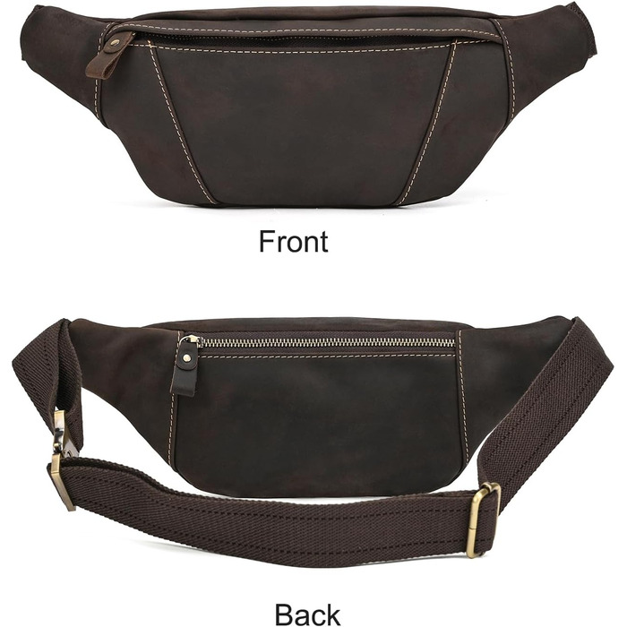 Чоловіча поясна сумка з натуральної шкіри LUUFAN, темно-коричнева (1034)