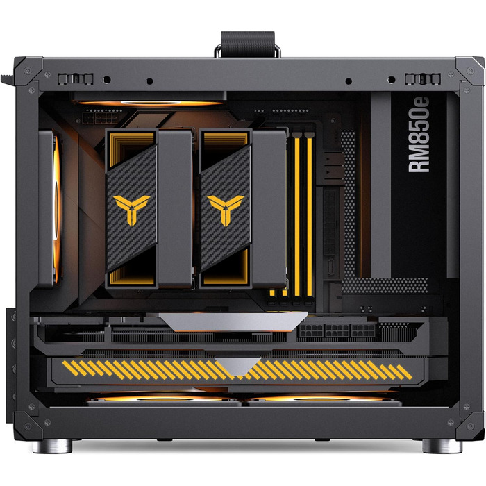 Корпус для ПК Jonsbo C6 MAX чорного кольору – компактний mATX з ручкою, сітчаста передня панель для вентиляції, підтримка відеокарти до 335 мм, кулера ЦП до 170 мм, 5 місць для вентиляторів