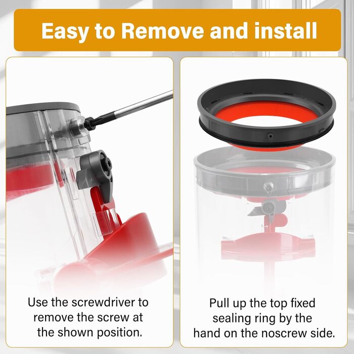 Контейнер для пилу AiLomey (замінник) для Dyson V12 Detect Slim, V10 Digital Slim, V11, V15, Sv14, Sv15, Sv17, Sv22, Sv28. Замінник №965272-01. Підходить для моделей Dyson з кільцем ущільнювача.