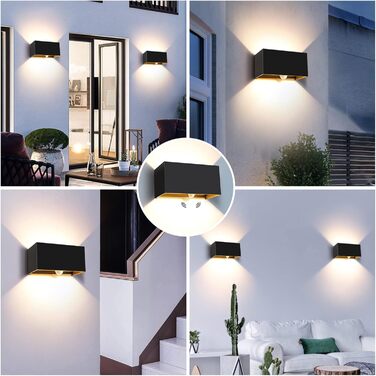 LED-водостійка настінна лампа Kingwen 4 шт. 20W, 3000K, IP65, чорний колір