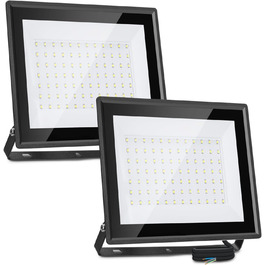 Aigostar LED Flood Light Outdoor Indoor 100W 8700LM Cool White 6500K LED Spotlight Projector IP65 Waterproof LED Outdoor Floodlight for Bright Garden Garage Sports Field Yard Floodlight (70W, 2 pcs)
