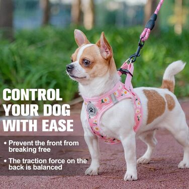 Нашийник та поводок для собак та котів BEAUTYZOO, м'яка сітка, світловідбиваючий, для дрібних та середніх цуценят, в клітинку, XS/S, (Medium(41-46см обхват грудей), Рожевий)