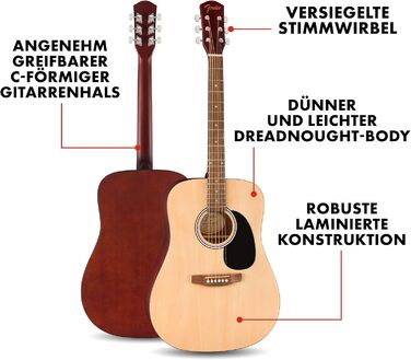 Акустична гітара Fender FA-25 Dreadnought з палісандровим гриф, натуральний колір
