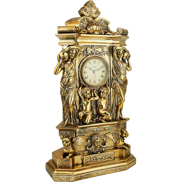 Design Toscano Chateau Chambord Classic Fireplace Clock, Polyresin, Gold-Finish, 51 cm