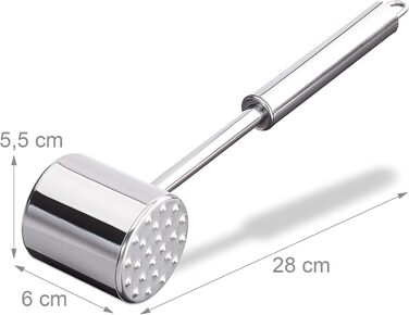 Relaxdays Fleischklopfer: двосторонній молоток для м'яса, 28 см, нержавіюча сталь