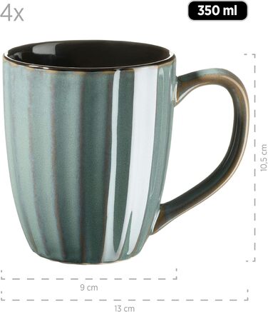 MÄSER Confino Dinnerware Set - 20 Piece Ceramic Dinner Set for 4 - Vintage Style with Black Accents (Petrol Color)
