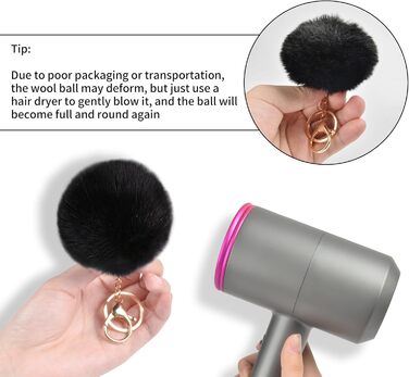 Сумка жіноча URAQT чорна шкіряна, шопер для офісу, школи, покупок з помпоном з хутра кролика та брелоком (аксесуари для сумок)