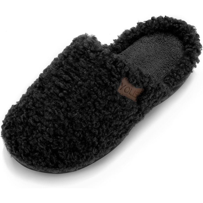 Жіночі тапочки YOLIS Flauschig з підтримкою склепіння стопи, м'які, з піною з пам'яті, зручні та теплі для дому та вулиці, чорні, 36/37 EU