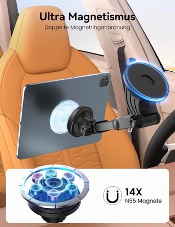 Тримач для планшета та смартфона в автомобіль OHLPRO, універсальний кронштейн на присосці для лобового скла та торпедо, поворот 360°, висувний рукав 18 см, для пристроїв 4.7-13 дюймів