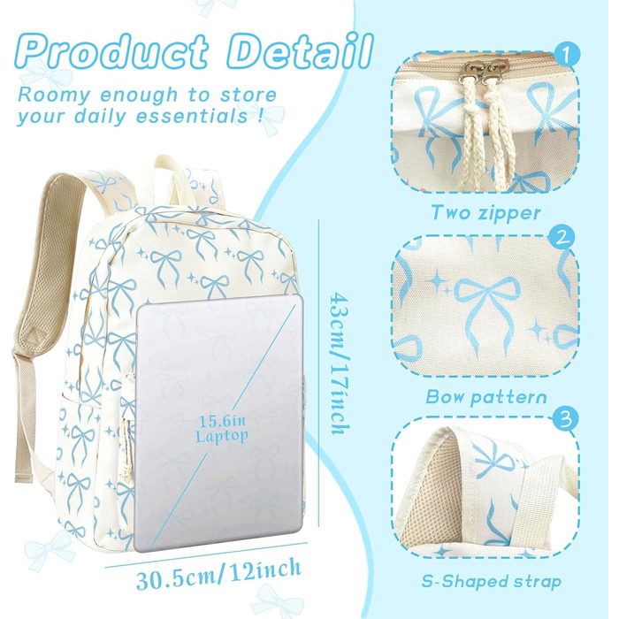 Жіночий рюкзак для ноутбука, легкий та стильний (блакитний)