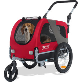 DOGGYHUT® Преміум візок для собак 2-в-1: візок-бугель для собак до 23 кг (червоний)