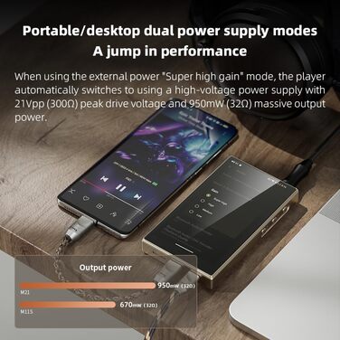 FiiO M21: Hi-Res аудіоплеєр на Android 13 (Snapdragon 680, 4x DAC CS43198, Bluetooth LDAC, чорний)