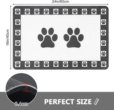 Килимок для тварин, надпоглинувач, для собак та котів, з неслизьким гумовим дном, швидковисихаючий, миючий, 40 x 60 см, 2 пари принтів лап, з точками