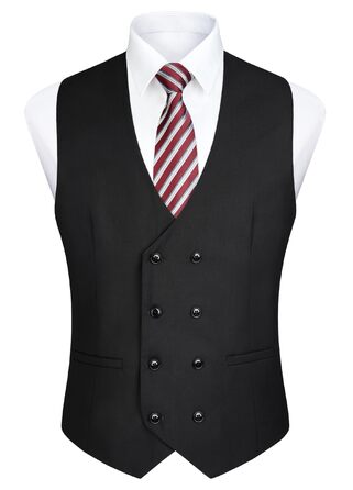 Чоловіча жилетка Enlision з дворядним застібкою та V-подібним вирізом, Slim Fit, для костюма, повсякденного, формального та ділового стилю, чорного кольору