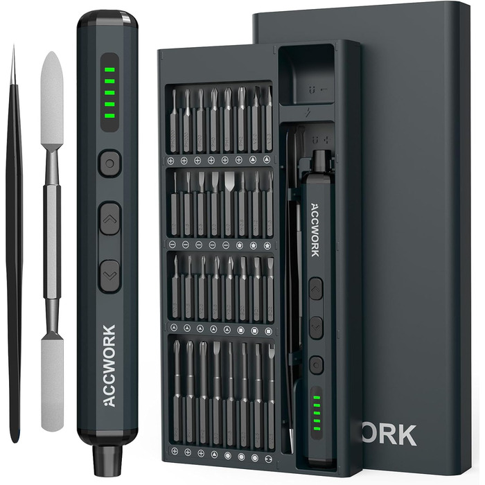 Електрична викрутка 68 в 1 з LED екраном та 64 бітами S2 - для ремонту ноутбуків, окулярів, годинників