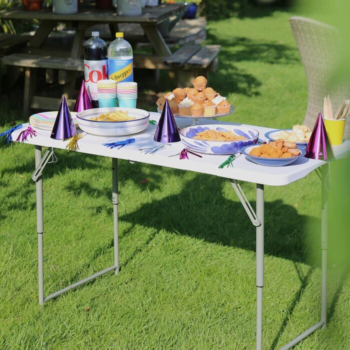 Складний кемпінговий стіл Harbour Housewares 120 см, білий, регульована висота
