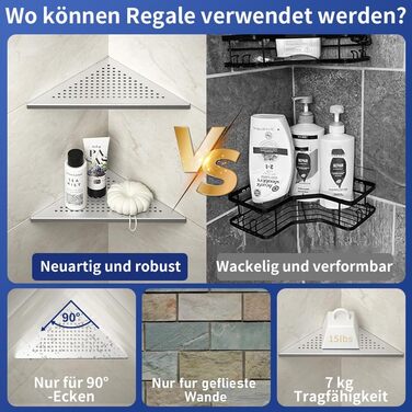 Поличка для душу Eck з нержавіючої сталі 304, органайзер для ванної кімнати з сітчастою конструкцією, вбудована поличка для ремонту ванної кімнати (шліфована, 254 мм - 2 шт.) (305 мм - 2, срібна)
