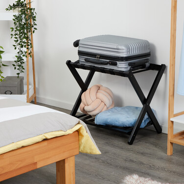 Relaxdays Black Bamboo Luggage Rack