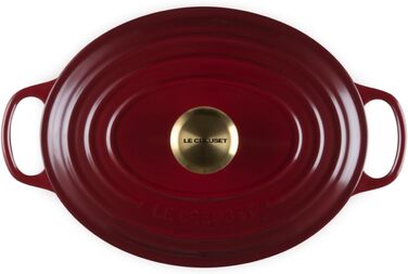 Чавунна овальна каструля Le Creuset Signature з кришкою, 27 см, 4,1 л, для всіх типів плит та індукції, колір Garnet (бордовий), 4,43 кг
