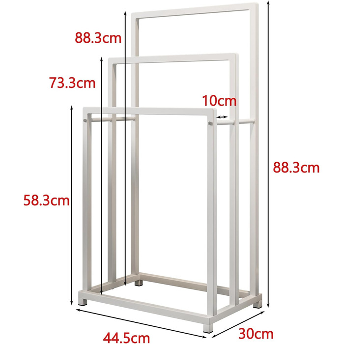 Підставка для рушників, тримач для рушників, сталева підставка для рушників на 3 полиці, для ванної кімнати, білий