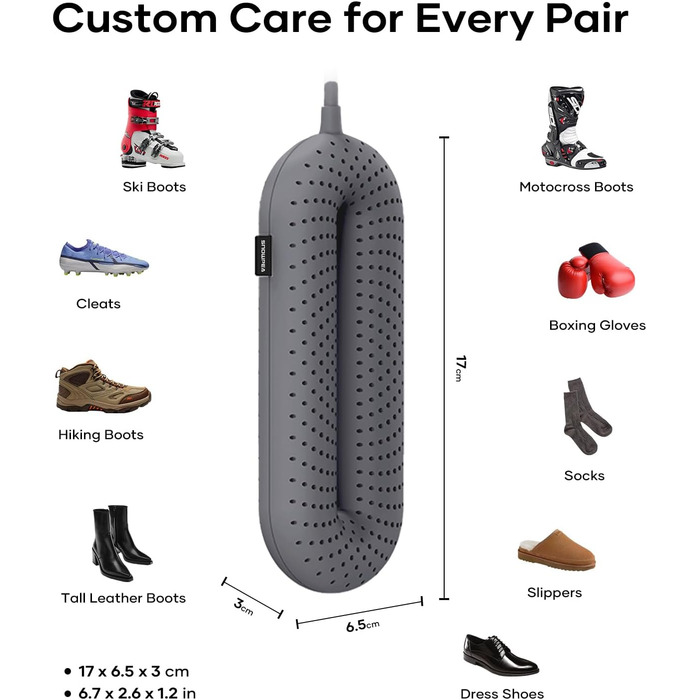 Електрична сушарка для взуття Snowpea: сушарка для черевиків, усунення запаху, автоматичне вимкнення, сірий колір