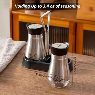 Набір для солі та перцю: скляні та нержавіючі солянки та перечниці, кухонне приладдя, контейнери для спецій чорного та білого кольорів для кухні, подорожей, кемпінгу, барбекю, що заповнюються