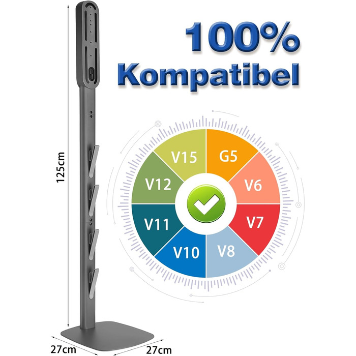 Настінна кріплення для пилососа Dyson (Gen5, V15, V12, V11, V10, V8, V7, V6) з вуглецевої сталі, сірий