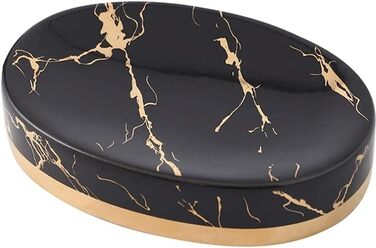 Миска для мила з імітацією мармуру FülleMore, кераміка, чорний колір, 12x8.5 см