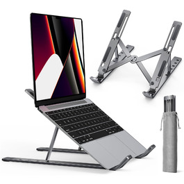 Підставка для ноутбука Ivoler, регульована по висоті (6 рівнів), алюмінієва, складна, портативна, з вентиляцією, сумісна з 10-15.6” ноутбуками та планшетами, колір: блакитний (сірий)