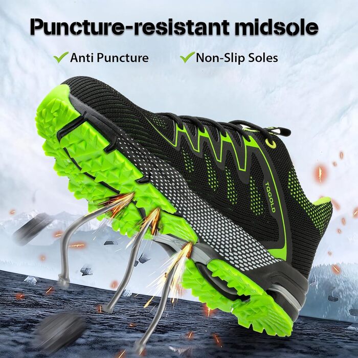 Черевики робочі AONEGOLD для чоловіків та жінок. Легкі, дихаючі, з металевим капаком, антиковзаючі. Розміри 36-48 EU.