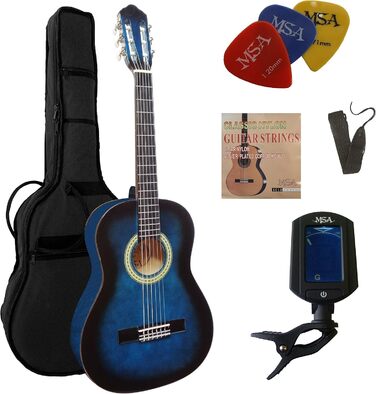 Кітара класична 3/4 C9 Konzertgitarre Set - блакитна, липа, з чохлом, ремінком, струнами, медіатором та тюнером ET33B
