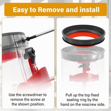 Контейнер для пилу AiLomey (замінник) для Dyson V12 Detect Slim, V10 Digital Slim, V11, V15, Sv14, Sv15, Sv17, Sv22, Sv28. Замінник №965272-01. Підходить для моделей Dyson з кільцем ущільнювача.