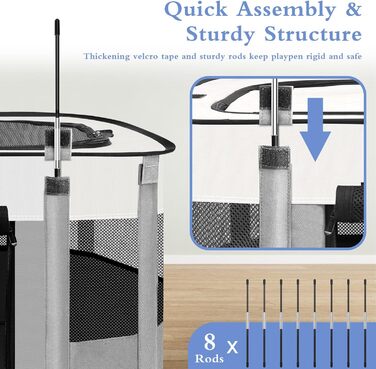 Клітка-загон для собак та котів Aivituvin, сіра, розмір M. Портативна, складана, для подорожей та дому