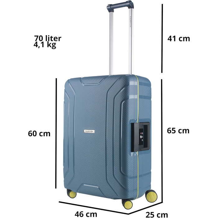 Чемодан CarryOn Steward Hartschalen Mittelgroßer 65см з TSA замком, середній, синій (XL)