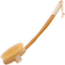 20-inch Bath Accessories for Women, Bath and Body Brushes with Hog Bristles, Long-Handle Bamboo Bath Brushes, Back Scrubber for Shower for Men