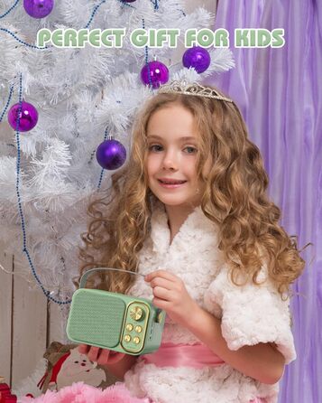 Караоке машина з 2 мікрофонами, портативна Bluetooth колонка для дітей та дорослих, 7 голосових ефектів, ідеально для вечірок та свят (зелена)